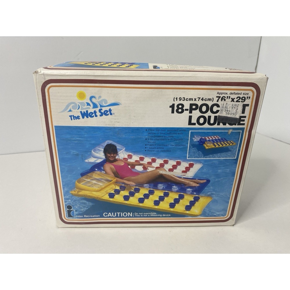1986 Intex The Wet Set Lounge 18 Pocket Pool Float 76" x 29" NOS Vintage‎